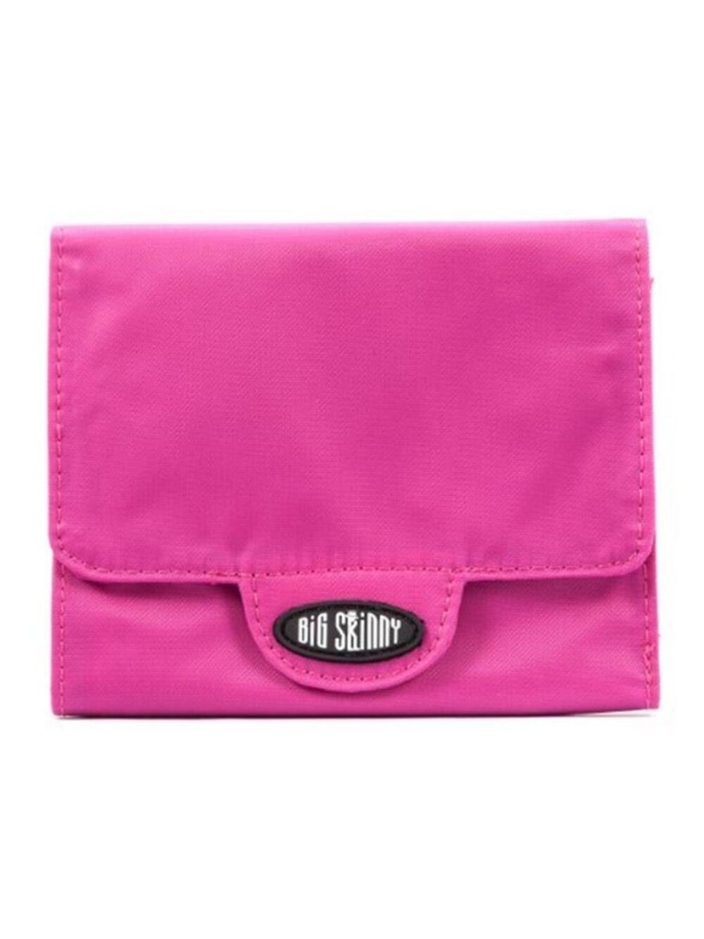 Fuchsia Slim Trifold Wallet Women Holds 30 Cards Zippered Nylon Pink Hot Pink